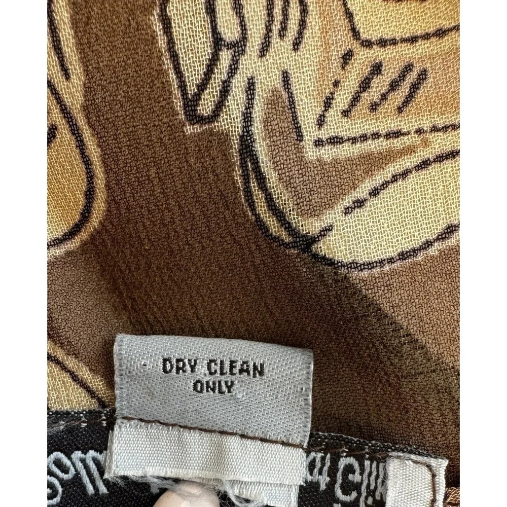 Vtg Sheer Kimono‎ Cardigan Perfume Print Boho Chic Open Front Duster Topper Glam